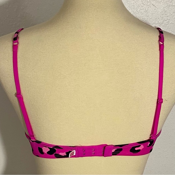 2 PINK Victoria’s Secret T Shirt Demi Bras Size 34C Pink Leopard Print & Gray - Picture 4 of 13